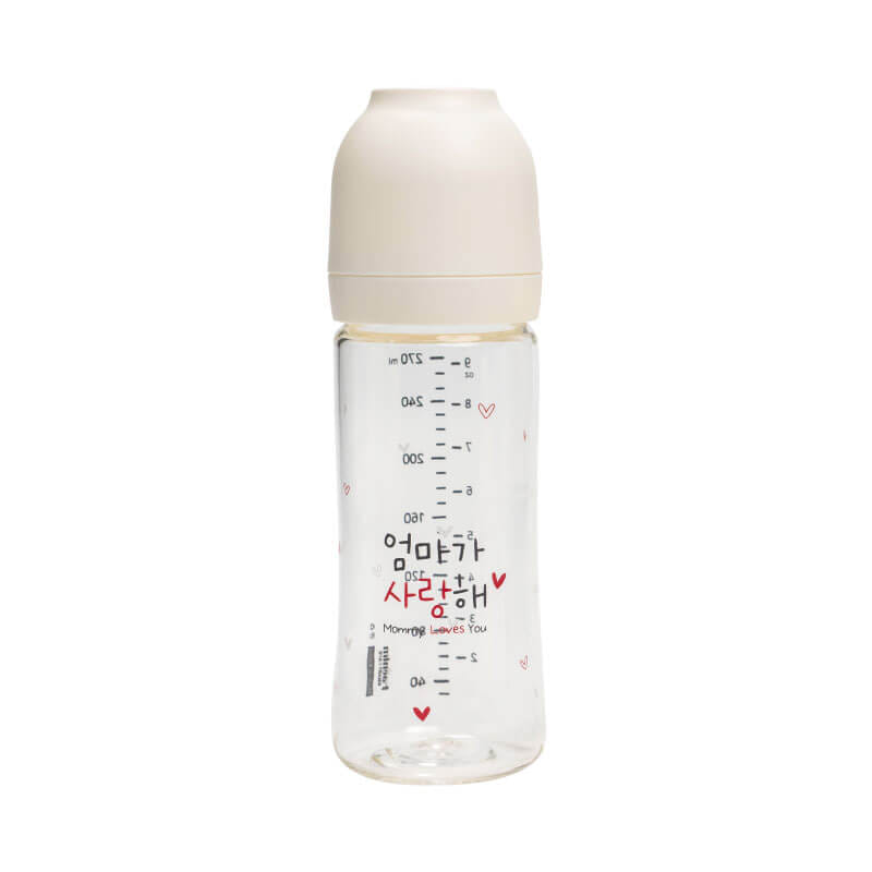 ขวดนม PA - HAENIM รุ่น NOTHING™ ขนาด 9 ออนซ์ ลาย MOM สีขาว (ไม่รวมจุกนม)_0